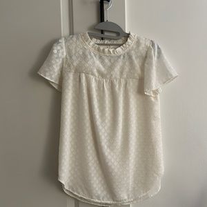 Loft Jacquard Mock Neck Top Ivory